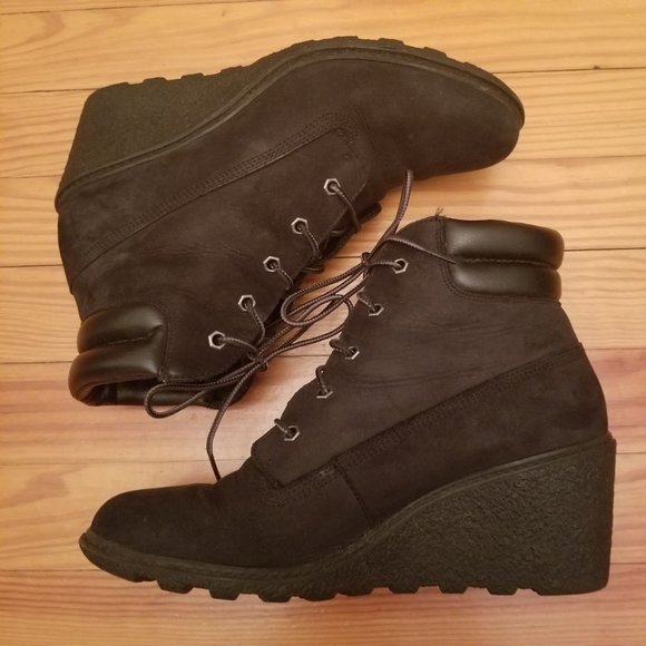 Timberland 10 Black Booties Wedge Ankle Boots Leather 6 in Chukka AMSTON - Picture 6 of 8